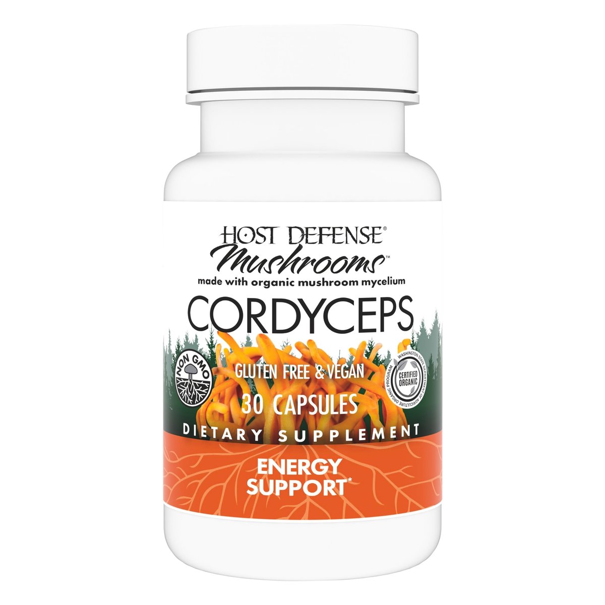 Host Defense Cordyceps Kapseln - Immun- und Energieunterstützung, Nierengesundheit, Fitness-Supplement zur Sauerstoffaufnahme - 30 Kapseln (15 Portionen)*