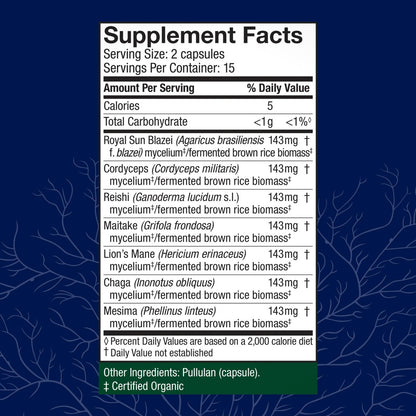 Host Defense Stamets 7 – 7 Pilzsorten Mischung – Immununterstützung mit Royal Sun Blazei, Cordyceps, Reishi, Maitake, Löwenmähne, Chaga & Mesima – 30 Kapseln (15 Portionen)