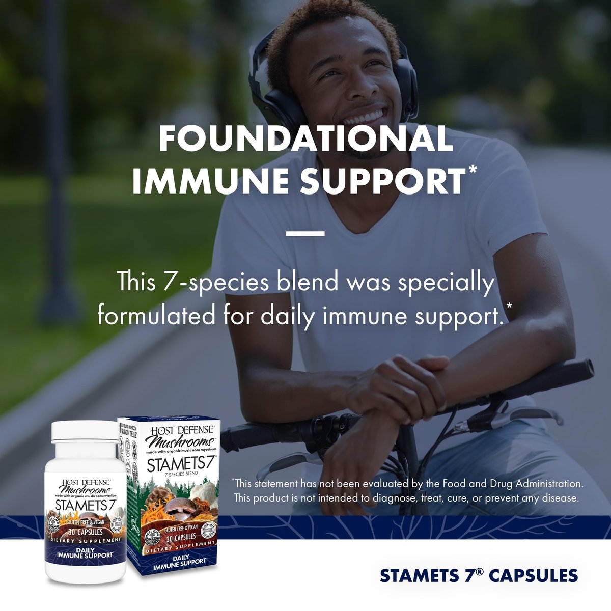 Host Defense Stamets 7 – 7 Pilzsorten Mischung – Immununterstützung mit Royal Sun Blazei, Cordyceps, Reishi, Maitake, Löwenmähne, Chaga & Mesima – 30 Kapseln (15 Portionen)