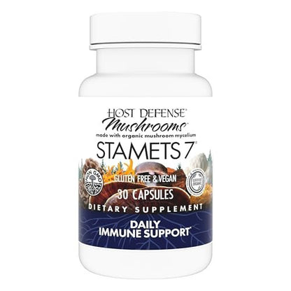 Host Defense Stamets 7 – 7 Pilzsorten Mischung – Immununterstützung mit Royal Sun Blazei, Cordyceps, Reishi, Maitake, Löwenmähne, Chaga & Mesima – 30 Kapseln (15 Portionen)
