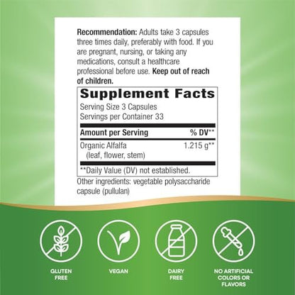 Nature's Way Premium Formula Bio-Alfalfa Jungpflanze, 1.215 mg pro Portion, 100 Kapseln