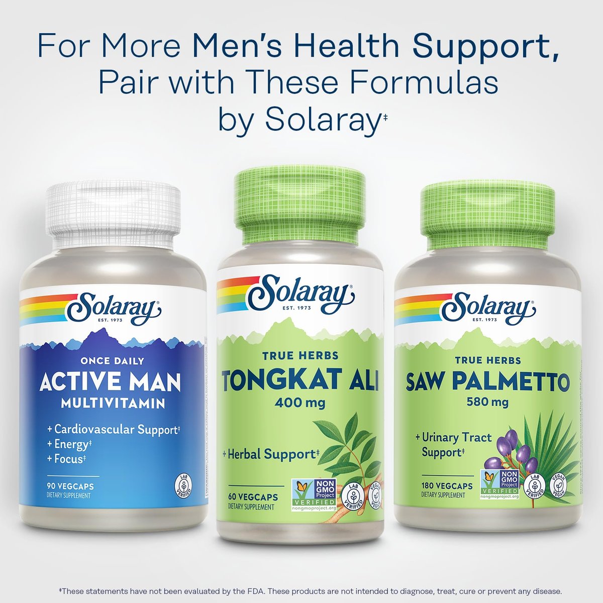 SOLARAY Tongkat Ali 400 mg – Longjack für Männer – Pflanzliche Unterstützung für Männergesundheit und Vitalität – Vegan, Nicht-GVO, Laborgeprüft – 60 Portionen, 60 VegCaps
