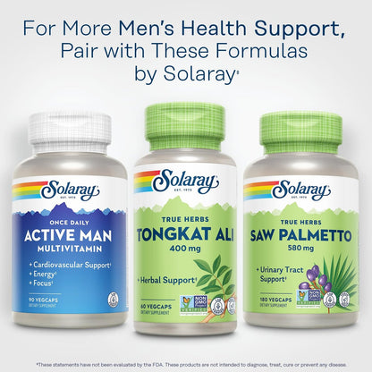 SOLARAY Tongkat Ali 400 mg – Longjack für Männer – Pflanzliche Unterstützung für Männergesundheit und Vitalität – Vegan, Nicht-GVO, Laborgeprüft – 60 Portionen, 60 VegCaps