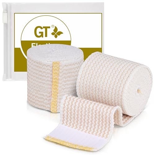Premium elastische Bandage Wickel (2" 2er-Pack) – Haken- und Schlaufenverschlüsse an beiden Enden – Latexfrei, hypoallergen, Kompressionsrolle – Wiederverwendbare Bandagen für Taille, Beine, Ellenbogen & Knie