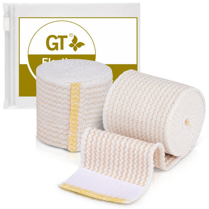 Premium elastische Bandage Wickel (2" 2er-Pack) – Haken- und Schlaufenverschlüsse an beiden Enden – Latexfrei, hypoallergen, Kompressionsrolle – Wiederverwendbare Bandagen für Taille, Beine, Ellenbogen & Knie