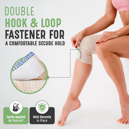 Premium elastische Binde (4 Zoll, 2er-Pack) – Klettverschlüsse an beiden Enden – Latexfrei, hypoallergen, wiederverwendbar – Kompressionsbandage für Taille, Beine, Ellbogen und Knie