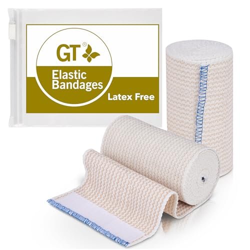 Premium elastische Binde (4 Zoll, 2er-Pack) – Klettverschlüsse an beiden Enden – Latexfrei, hypoallergen, wiederverwendbar – Kompressionsbandage für Taille, Beine, Ellbogen und Knie