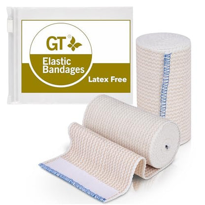 Premium elastische Binde (4 Zoll, 2er-Pack) – Klettverschlüsse an beiden Enden – Latexfrei, hypoallergen, wiederverwendbar – Kompressionsbandage für Taille, Beine, Ellbogen und Knie