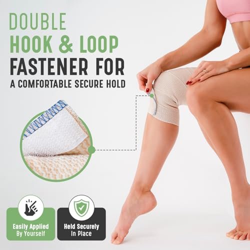 Premium elastische Binde (4 Zoll, 2er-Pack) – Klettverschlüsse an beiden Enden – Latexfrei, hypoallergen, wiederverwendbar – Kompressionsbandage für Taille, Beine, Ellbogen und Knie