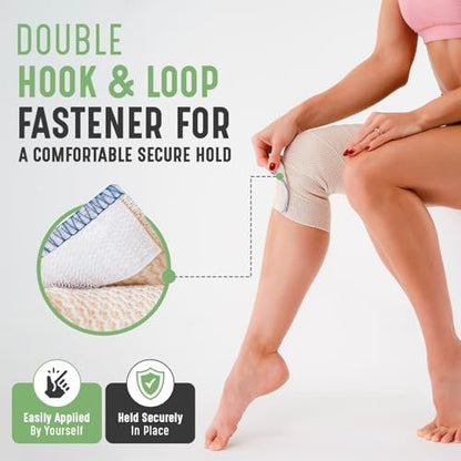 Premium elastische Binde (4 Zoll, 2er-Pack) – Klettverschlüsse an beiden Enden – Latexfrei, hypoallergen, wiederverwendbar – Kompressionsbandage für Taille, Beine, Ellbogen und Knie