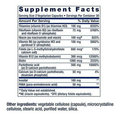 Life Extension BioActive Complete B-Komplex – Unterstützung für Herz, Gehirn & Nerven, gesunde Energie & Stoffwechsel, 60 vegane Kapseln