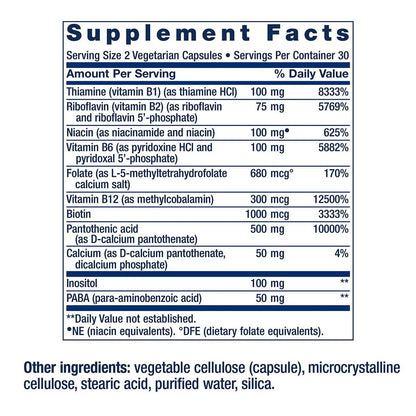 Life Extension BioActive Complete B-Komplex – Unterstützung für Herz, Gehirn & Nerven, gesunde Energie & Stoffwechsel, 60 vegane Kapseln