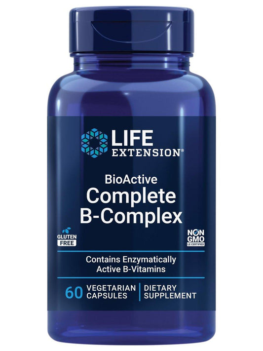 Life Extension BioActive Complete B-Komplex – Unterstützung für Herz, Gehirn & Nerven, gesunde Energie & Stoffwechsel, 60 vegane Kapseln