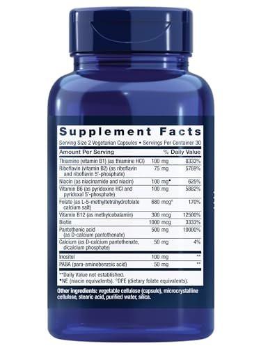 Life Extension BioActive Complete B-Komplex – Unterstützung für Herz, Gehirn & Nerven, gesunde Energie & Stoffwechsel, 60 vegane Kapseln