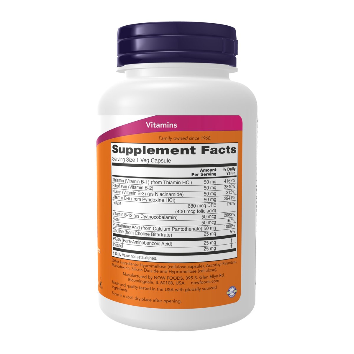 NOW Foods Vitamin B-50 Komplex, 100 vegane Kapseln – Unterstützt Energieproduktion & Nervensystem