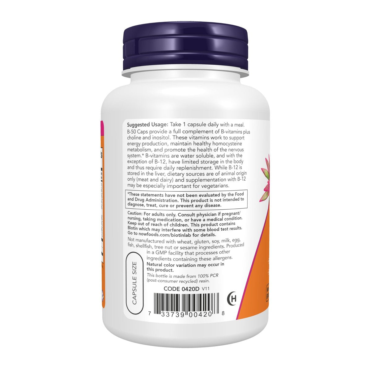 NOW Foods Vitamin B-50 Komplex, 100 vegane Kapseln – Unterstützt Energieproduktion & Nervensystem