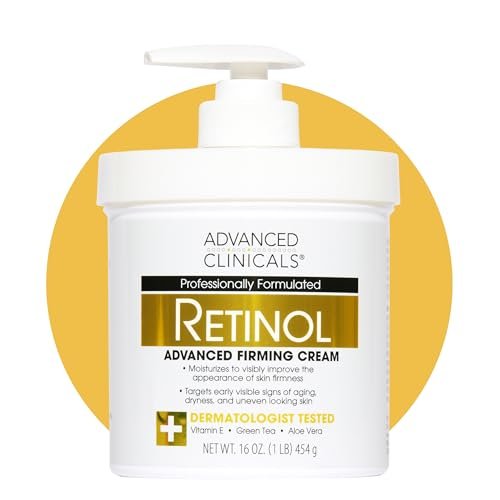 Advanced Clinicals Retinol Körperlotion & Gesichtsfeuchtigkeitscreme – Anti-Aging-Hautpflege für Frauen und Männer, 16 Unzen