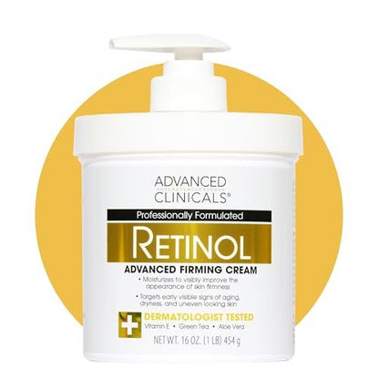 Advanced Clinicals Retinol Körperlotion & Gesichtsfeuchtigkeitscreme – Anti-Aging-Hautpflege für Frauen und Männer, 16 Unzen