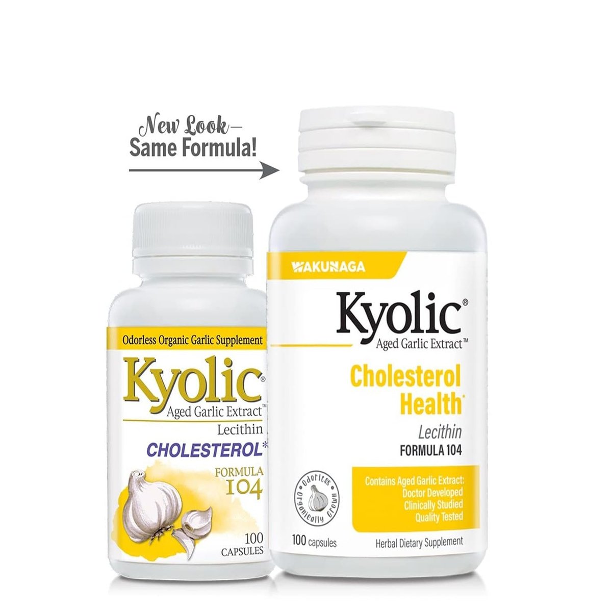 Kyolic Gealter Knoblauch Extrakt Formel 104, Cholesterin Gesundheit*, 100 Kapseln