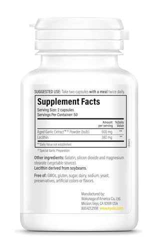 Kyolic Gealter Knoblauch Extrakt Formel 104, Cholesterin Gesundheit*, 100 Kapseln