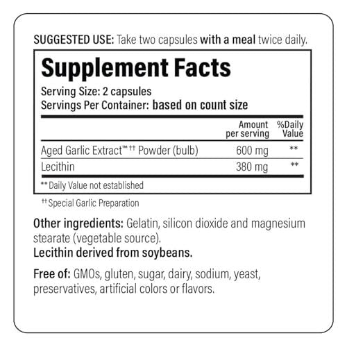 Kyolic Gealter Knoblauch Extrakt Formel 104, Cholesterin Gesundheit*, 100 Kapseln