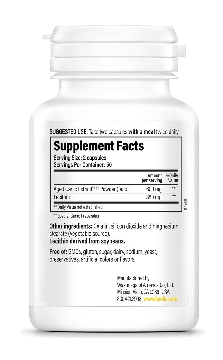 Kyolic Gealter Knoblauch Extrakt Formel 104, Cholesterin Gesundheit*, 100 Kapseln