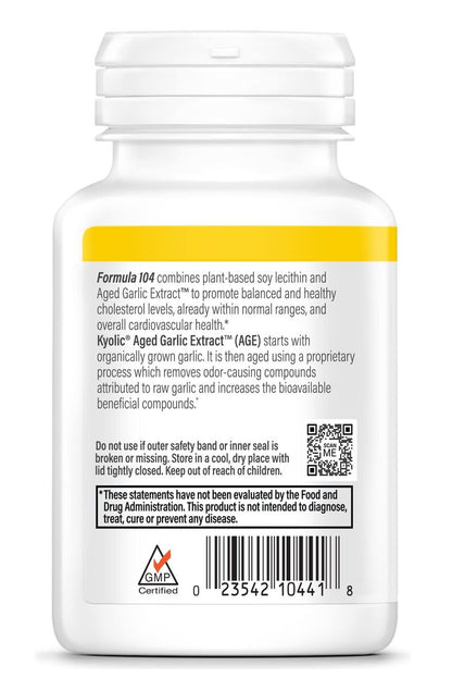 Kyolic Gealter Knoblauch Extrakt Formel 104, Cholesterin Gesundheit*, 100 Kapseln
