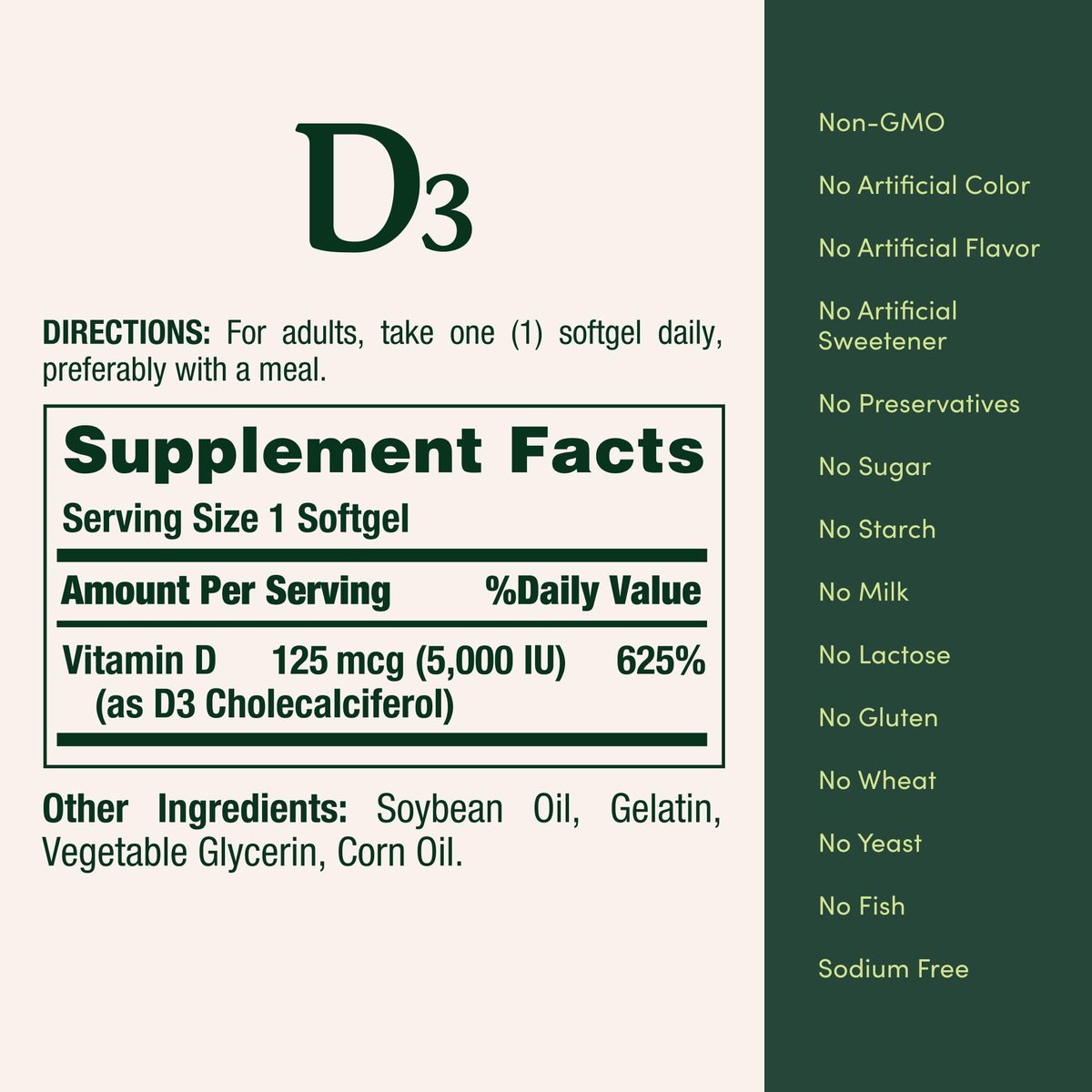 Nature's Bounty Vitamin D3 5000 IE Weichkapseln zur schnellen Freisetzung – Unterstützt das Immunsystem, 240 Stück