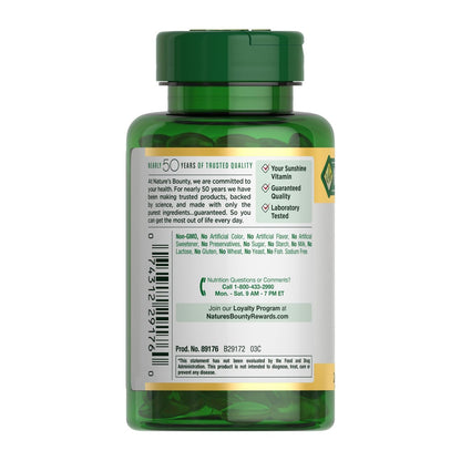 Nature's Bounty Vitamin D3 5000 IE Weichkapseln zur schnellen Freisetzung – Unterstützt das Immunsystem, 240 Stück