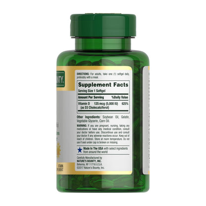 Nature's Bounty Vitamin D3 5000 IE Weichkapseln zur schnellen Freisetzung – Unterstützt das Immunsystem, 240 Stück