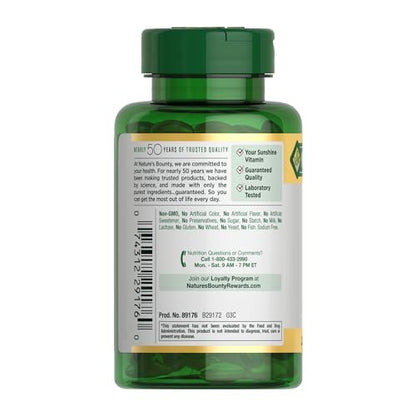 Nature's Bounty Vitamin D3 5000 IE Weichkapseln zur schnellen Freisetzung – Unterstützt das Immunsystem, 240 Stück