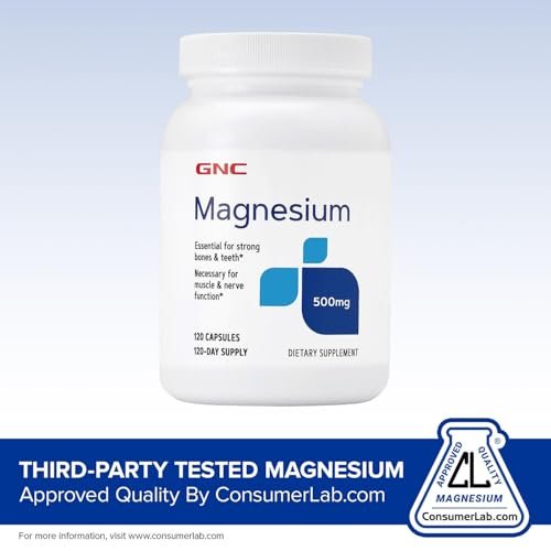 GNC Magnesium 500mg – 120 Kapseln – Unterstützt Kalziumaufnahme, starke Knochen und Zähne