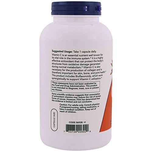 Now Foods C 1000, 250 Kapseln - Hochdosiertes Vitamin C zur Immununterstützung