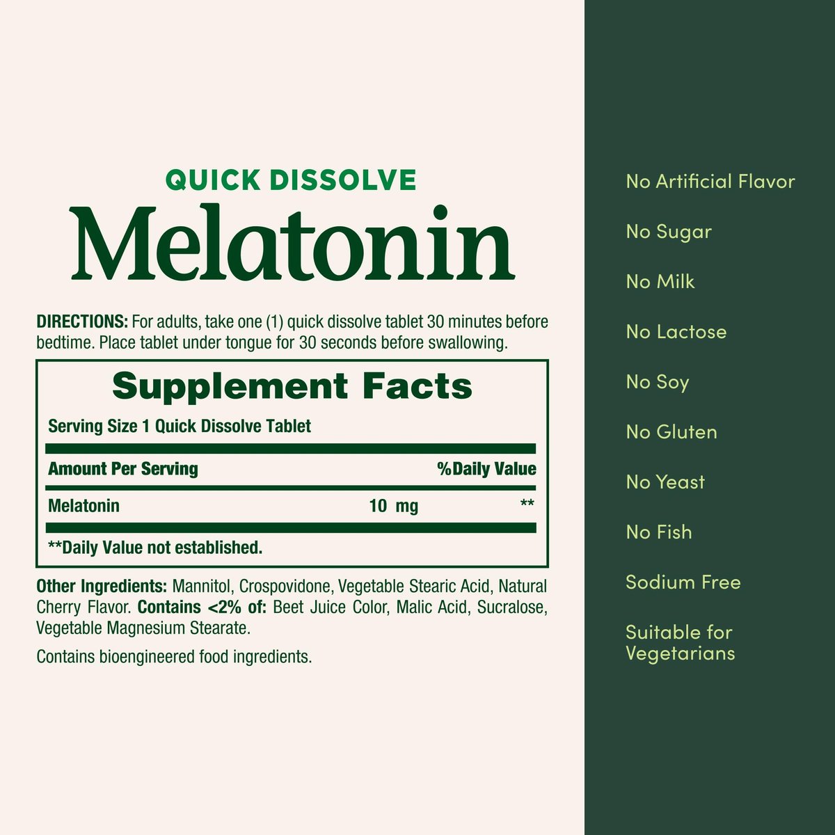 Nature's Bounty Melatonin 10 mg, 45 Tabletten zum schnellen Zerschmelzen – 100 % arzneimittelfreies Schlafmittel, Nahrungsergänzungsmittel zur Förderung von Entspannung und Schlafgesundheit