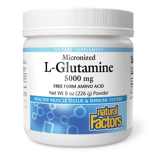 Natural Factors, Mikronisiertes L-Glutamin Getränkepulver 5000 mg, Unterstützt Muskeln und Immunfunktion, 283 g