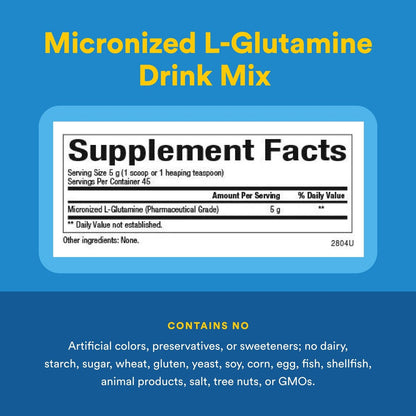 Natural Factors, Mikronisiertes L-Glutamin Getränkepulver 5000 mg, Unterstützt Muskeln und Immunfunktion, 283 g