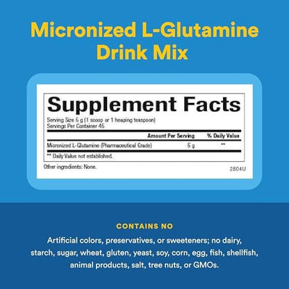 Natural Factors, Mikronisiertes L-Glutamin Getränkepulver 5000 mg, Unterstützt Muskeln und Immunfunktion, 283 g