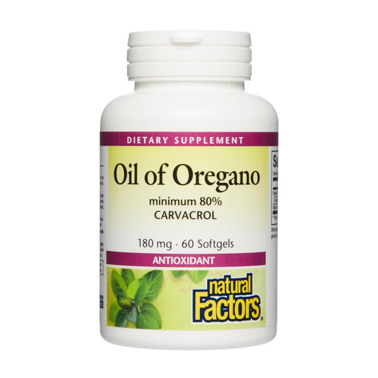 Natural Factors Oreganoöl – Unterstützt ein gesundes Immunsystem – Kräuterergänzung mit Olivenöl & Vitamin E – Antioxidantien Unterstützung – 60 Weichkapseln