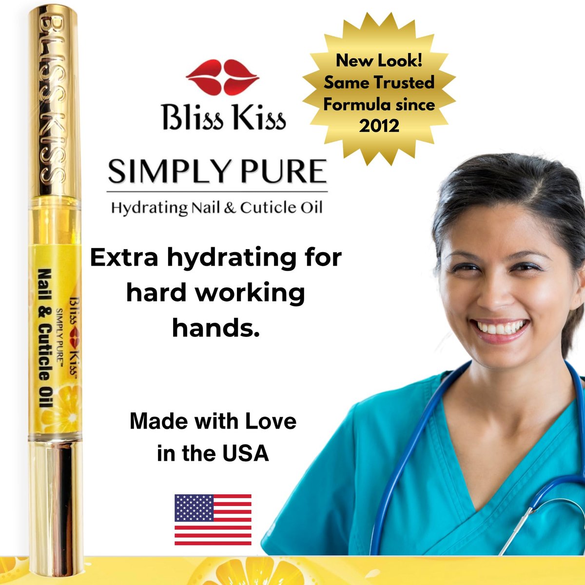 Bliss Kiss Nagelöl-Cuticle-Pen mit Vitamin E & Jojoba – Nagelhärter & Nagelwachstumsserum für brüchige, splitternde, dünne Nägel (1 Crisp Duft, 0,06 Fl Oz)