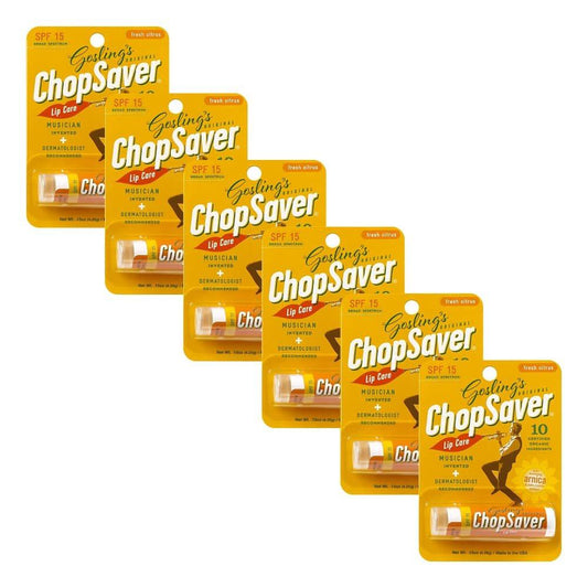 Goslings Original ChopSaver SPF 15 Lippenpflege, All Natural Lip Balm mit SPF, Lippenbalsam für Musiker und mehr, Wirksame Linderung für trockene, rissige Lippen und Haut, Hergestellt in den USA, 0,15 oz (6er Pack)