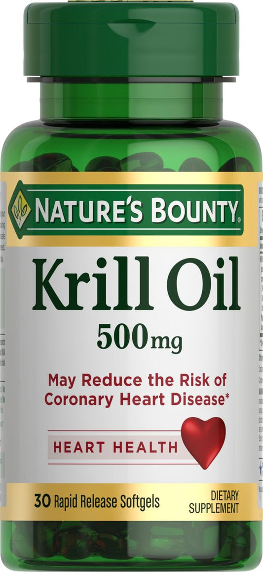 Nature's Bounty Krillöl 500mg, 30 Kapseln – Herzgesundheit & Nahrungsergänzung