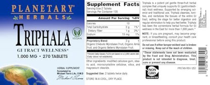 Planetary Herbals Triphala 1000 mg – 270 Tabletten – Ayurvedische Kräutermischung für Verdauung und Reinigung