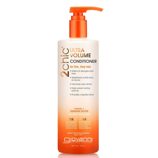 GIOVANNI 2chic Ultra-Volume Conditioner – Tägliche Volumenpflege mit Papaya & Tangerinenbutter für feines, schlaffes, dünnes Haar – Ohne Parabene, Farbschutz – 710 ml