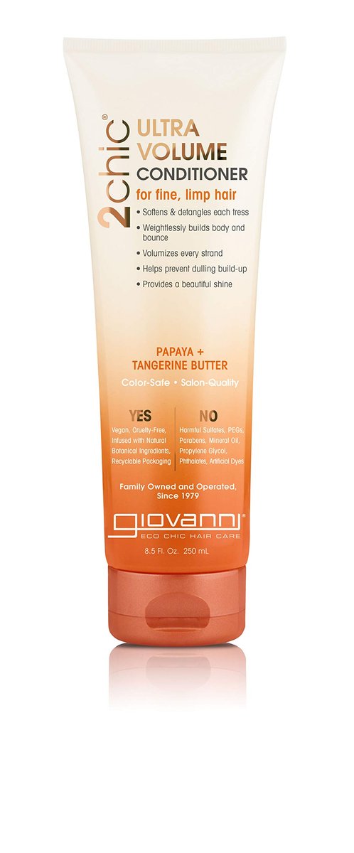 GIOVANNI 2chic Ultra-Volume Conditioner – Tägliche Volumenpflege mit Papaya & Tangerinenbutter für feines Haar, ohne Parabene, farbsicher – 8,5 oz