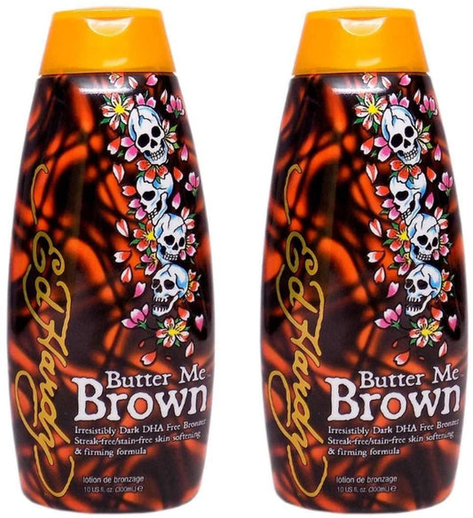 2er-Pack Ed Hardy Butter Me Brown Bräunungslotion DHA & Streak Free Bronzer 2 x 295 ml