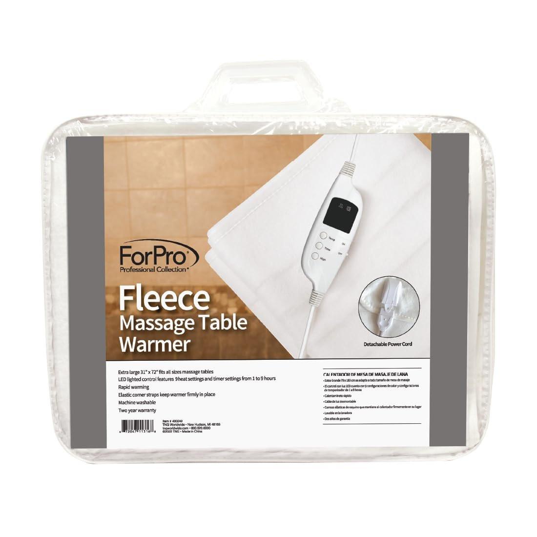 ForPro Professional Collection Fleece Massage Table Warmer, Extra Large 31" x 72" Heizpad mit 9 Heizstufen, Schnellaufheizung, LED-Controller, 6' abnehmbares Netzkabel