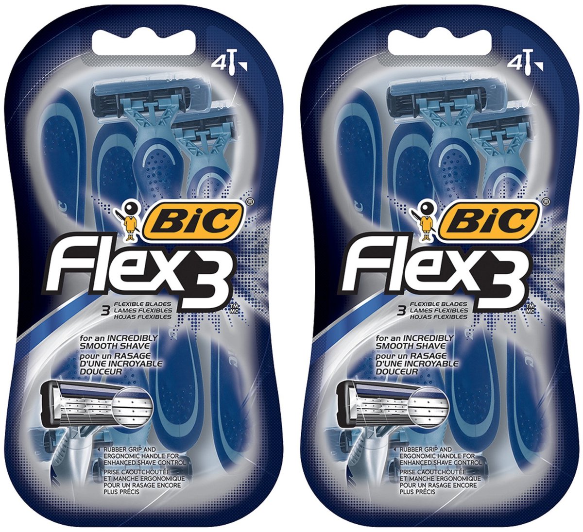 BIC Flex 3 Herrenrasierer - 4 Stück (2er-Pack) - Navy