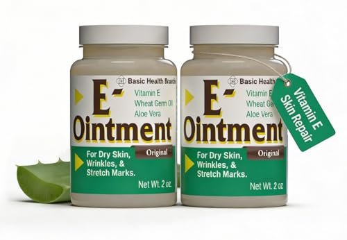 Basic Brands Vitamin E Salbe - 2er-Pack (2 x 56,7 g) - Feuchtigkeitsspendend, zur Reduzierung von Narben, Dehnungsstreifen, feinen Linien und Fältchen