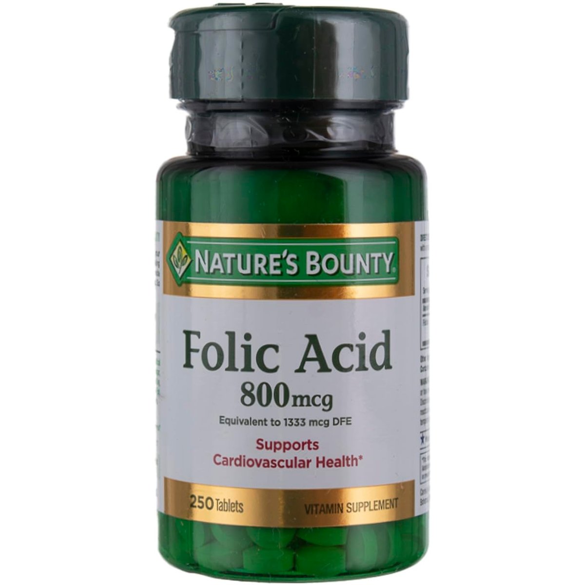 Nature's Bounty Folsäure 800 mcg – 250 Tabletten (3er-Pack) – Unterstützt die Herz-Kreislauf-Gesundheit