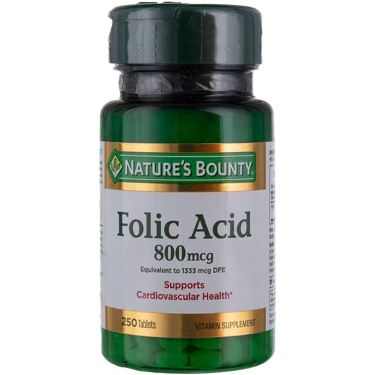 Nature's Bounty Folsäure 800 mcg – 250 Tabletten (3er-Pack) – Unterstützt die Herz-Kreislauf-Gesundheit